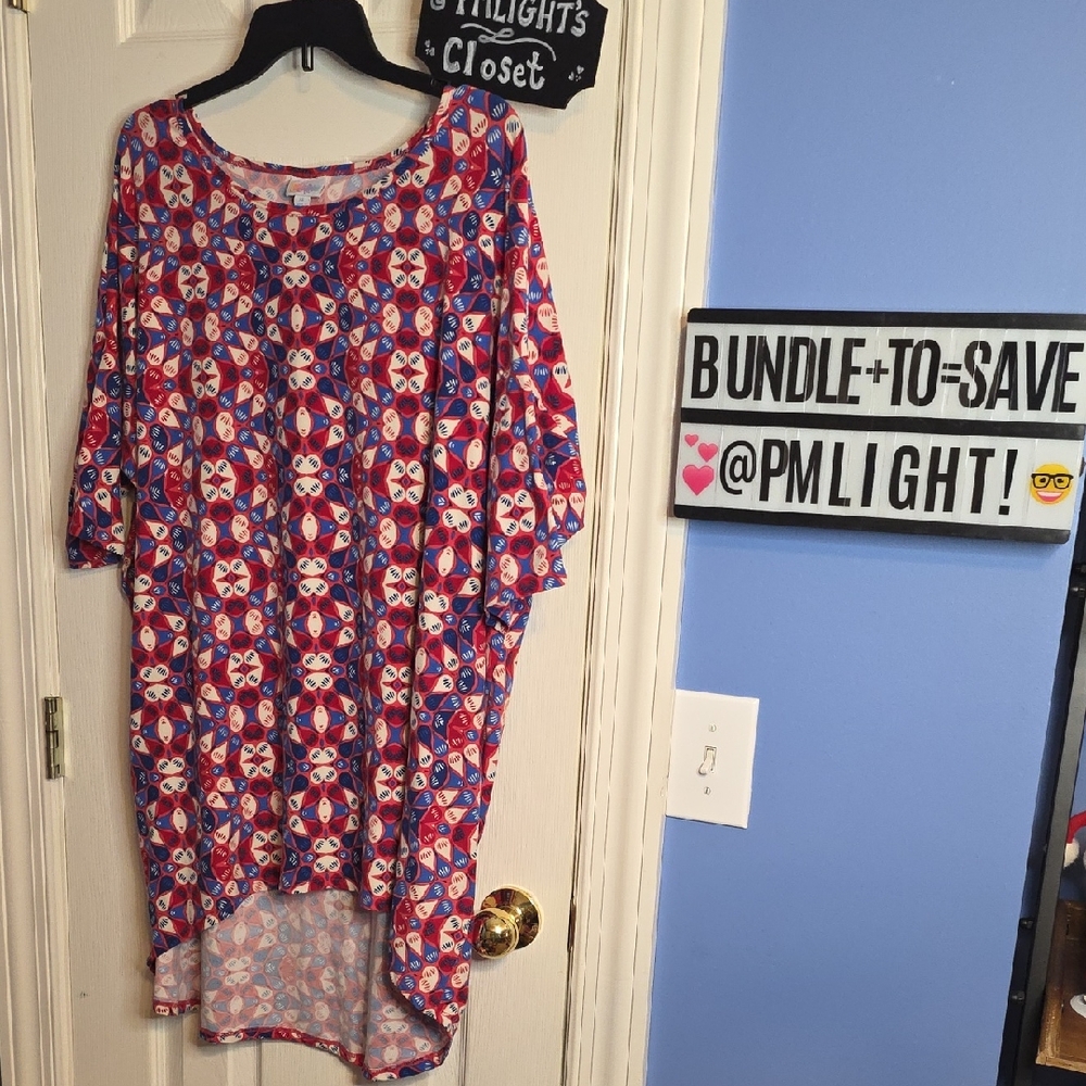 LuLaRoe Irma Tunic Tee Patriotic Red White Blue